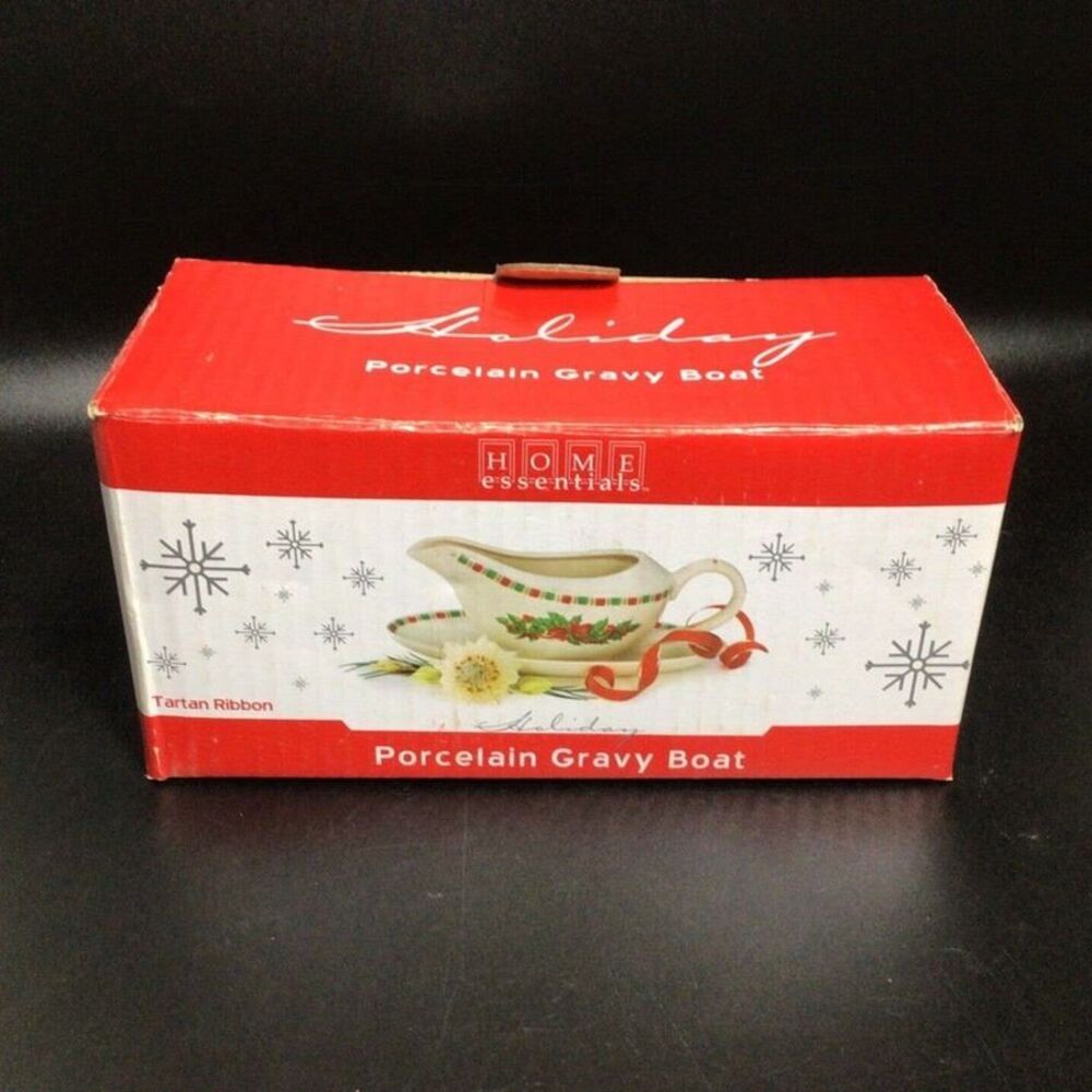 Porcelain Gravy Boat Christmas Vintage Dish Serve Bowl Home Essentials Kitchen
